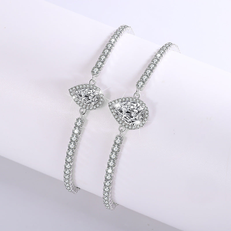 【B10 Water Drop】 925 Sterling Silver Moissanite Bracelet - MOTEMCO