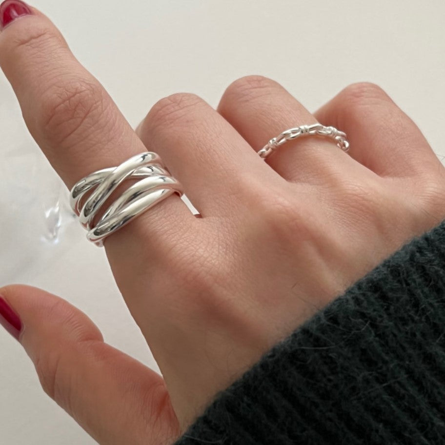 【SilverR7 Geometric Lines】 925 Sterling Silver Rings