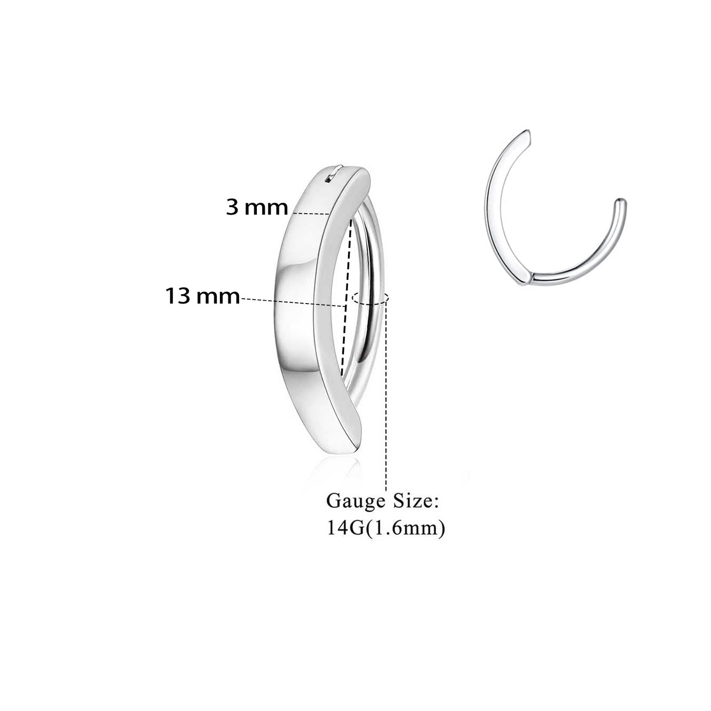 【SilverE8】 925 Sterling Silver Belly Stud