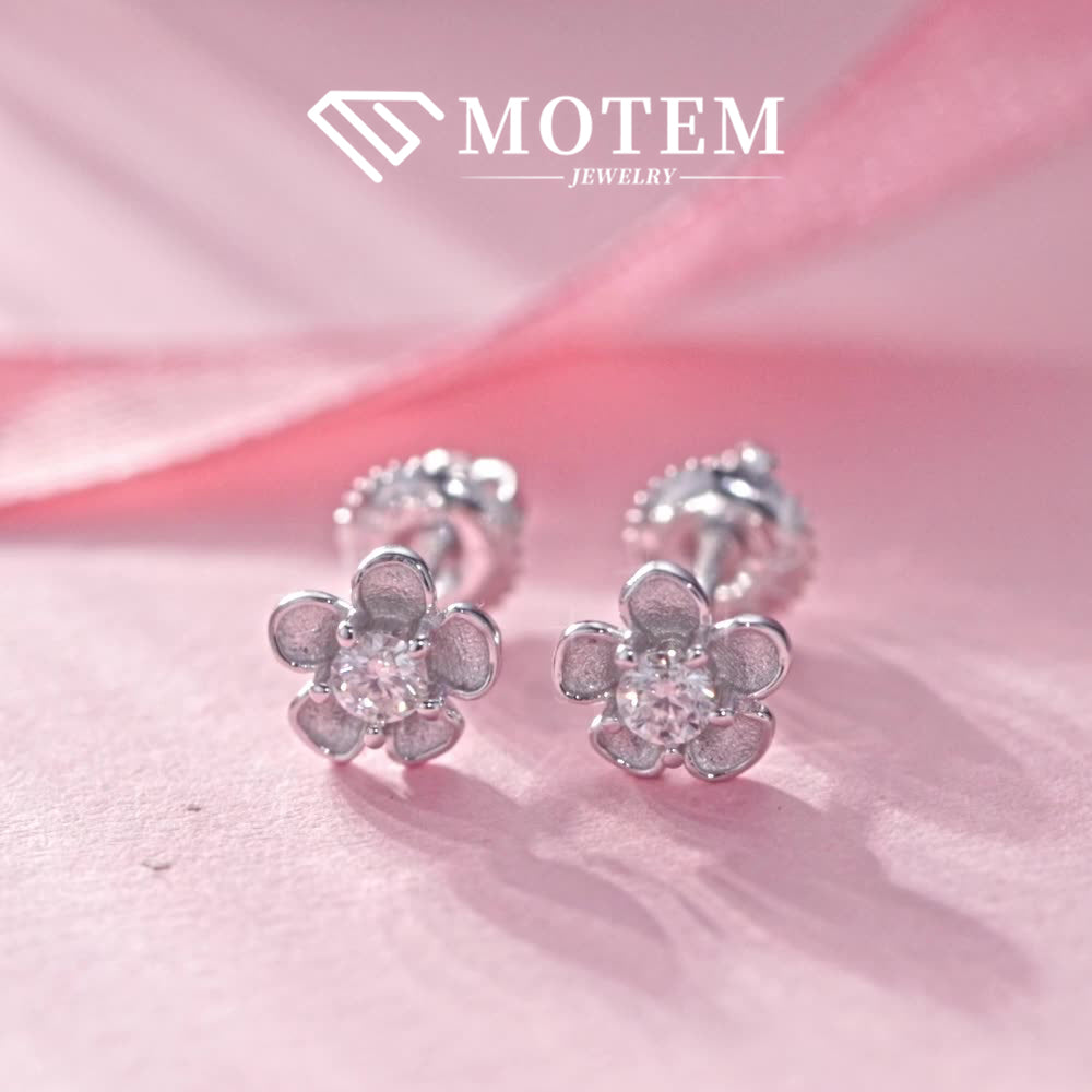 【E10 Flower】 925 Sterling Silver Moissanite Stud Earrings - MOTEMCO