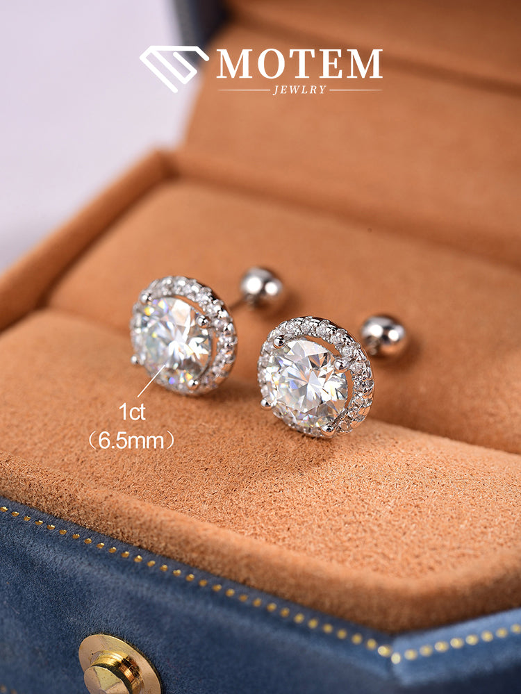 【E8】 925 Sterling Silver Moissanite Stud Earrings - MOTEMCO