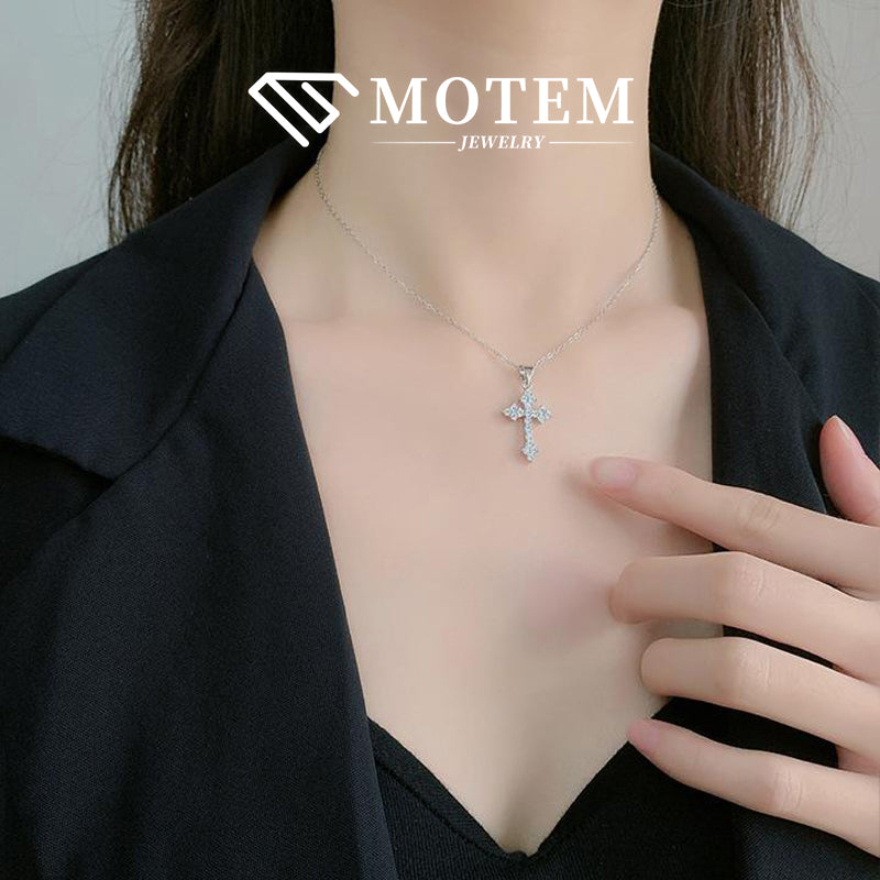 【N18 Innovation Cross】 925 Sterling Silver Moissanite Necklace - MOTEMCO
