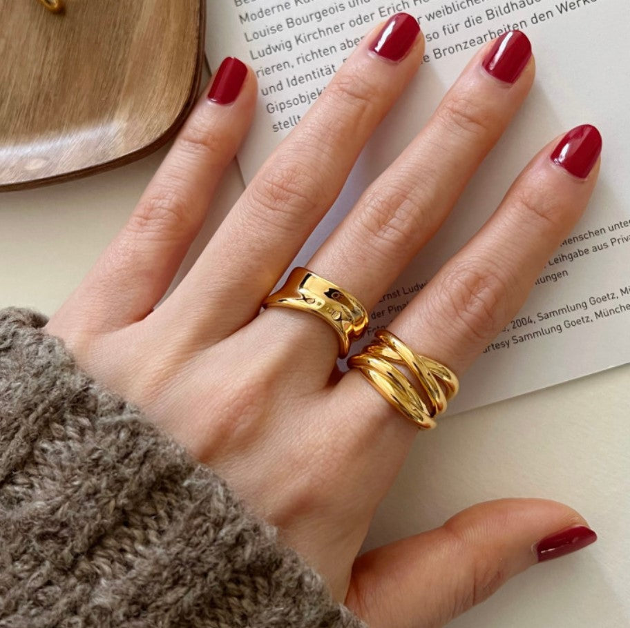 【SilverR7 Geometric Lines】 925 Sterling Silver Rings