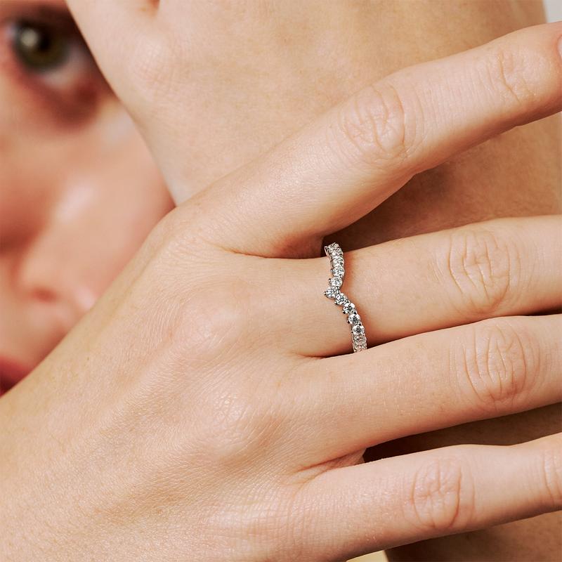【R3 V-shaped】 925 Sterling Silver Moissanite Rings - MOTEMCO