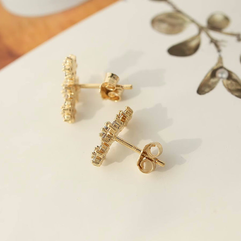 【SilverE9 Snowflake】 925 Sterling Silver Stud Earrings