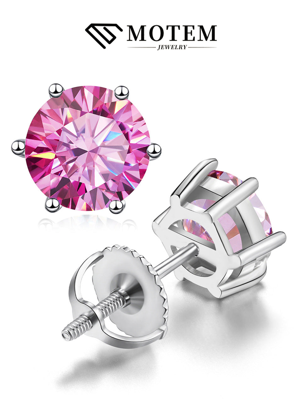 【E4】 925 Sterling Silver Moissanite Stud Earrings - MOTEMCO