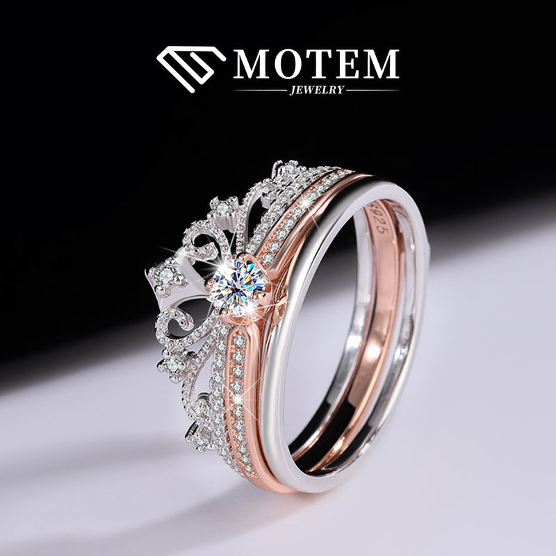 【R6 Crown 2pcs】 925 Sterling Silver Moissanite Rings - MOTEMCO