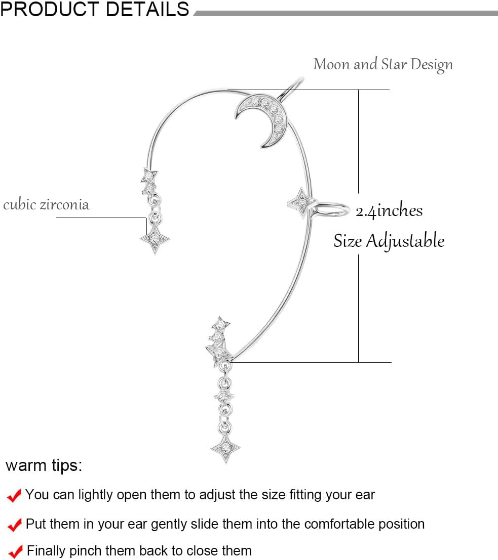 Moon Star Ear Cuffs Non Pierced Earrings