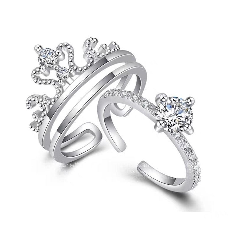 LOVE ME LIKE YOU DO - CROWN RING SET(925 STERLING SILVER RING)